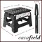 Casafield 9" Folding Step Stool with Handle, Black - Portable Collapsible Small Plastic Foot Stool for Kids and Adults - Use in the Kitchen, Bathroom and Bedroom